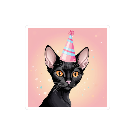 PugMug Custom Black Devon Rex Cat Sticker