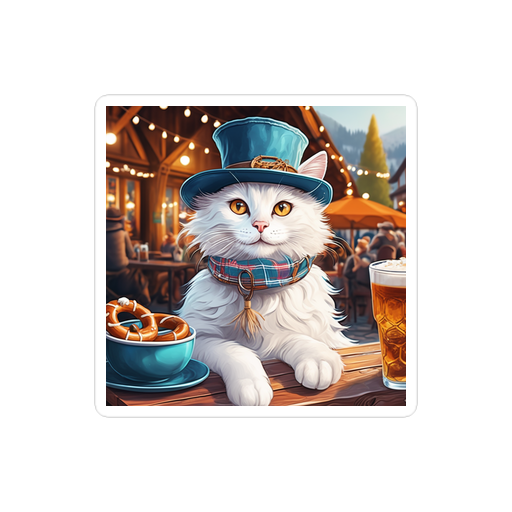 PugMug Custom White Companion Cat Sticker