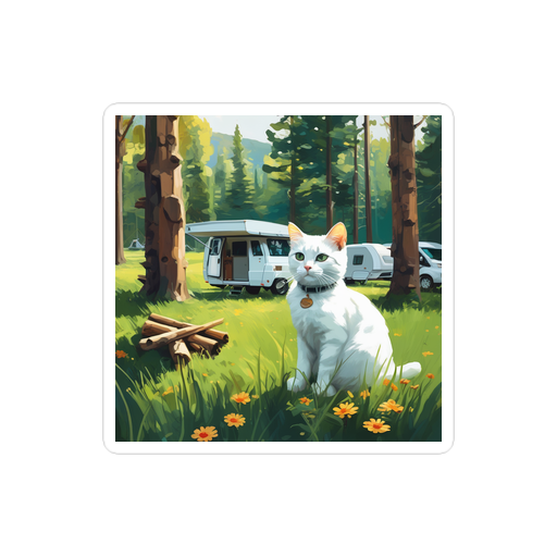 PugMug Custom White Companion Cat Sticker