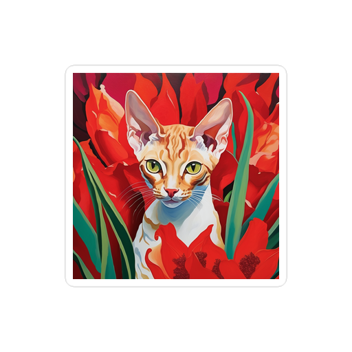 PugMug Custom Tabby Devon Rex Cat Sticker