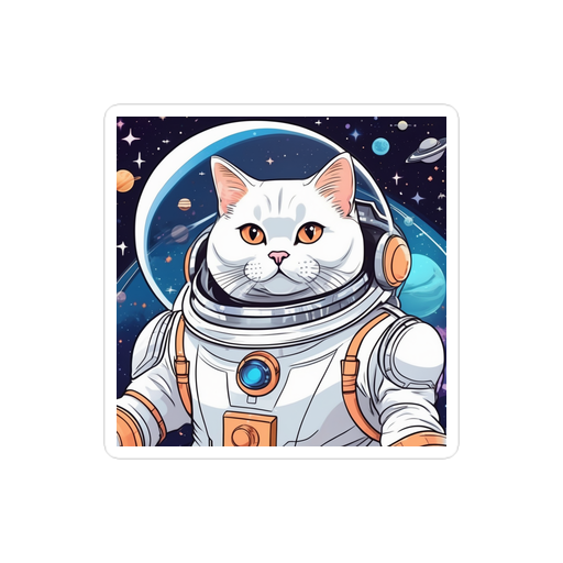 PugMug Custom White British Shorthair Cat Sticker