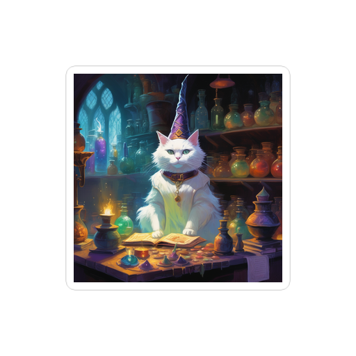 PugMug Custom White Companion Cat Sticker