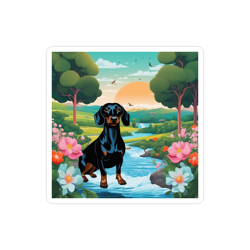PugMug Custom Black Dachshund Sticker