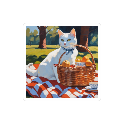 PugMug Custom White Companion Cat Sticker