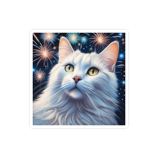 PugMug Custom White Companion Cat Sticker