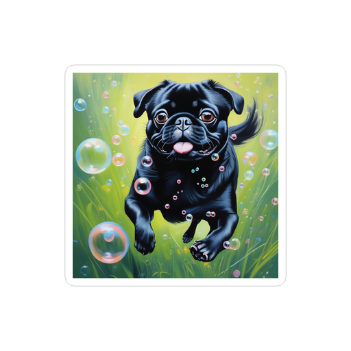 PugMug Custom Black Pug Sticker