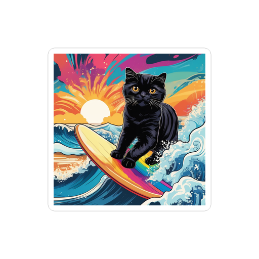 PugMug Custom Black Scottish Fold Cat Sticker