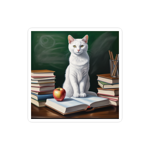 PugMug Custom White Companion Cat Sticker