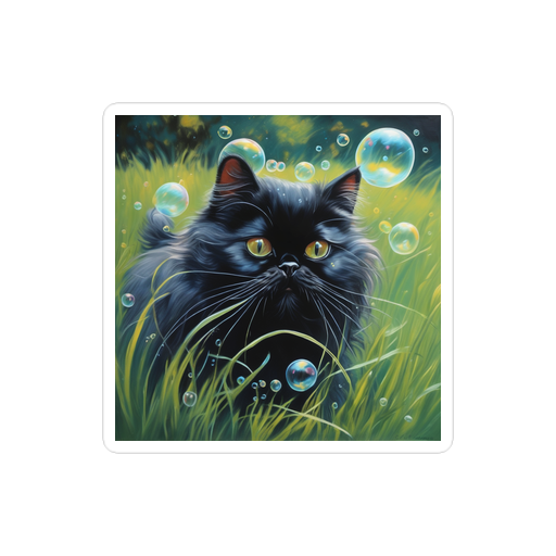 PugMug Custom Black Persian Cat Sticker