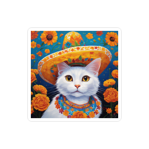 PugMug Custom White Companion Cat Sticker