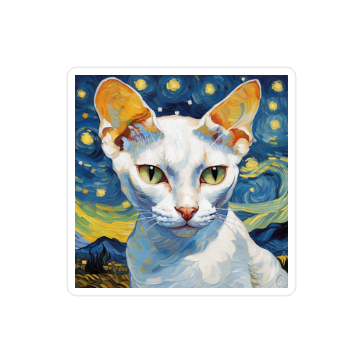 PugMug Custom White Devon Rex Cat Sticker