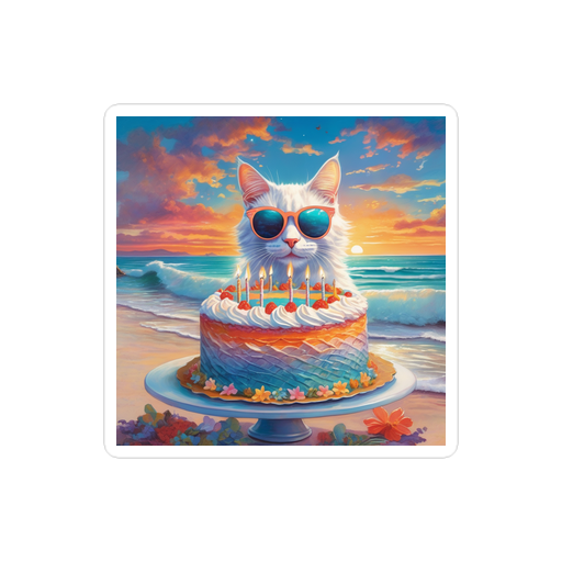 PugMug Custom White Companion Cat Sticker