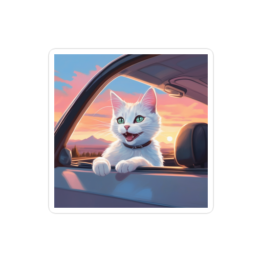 PugMug Custom White Companion Cat Sticker