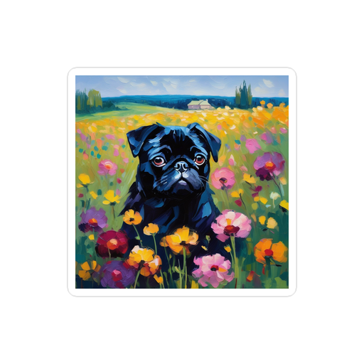 PugMug Custom Black Pug Sticker