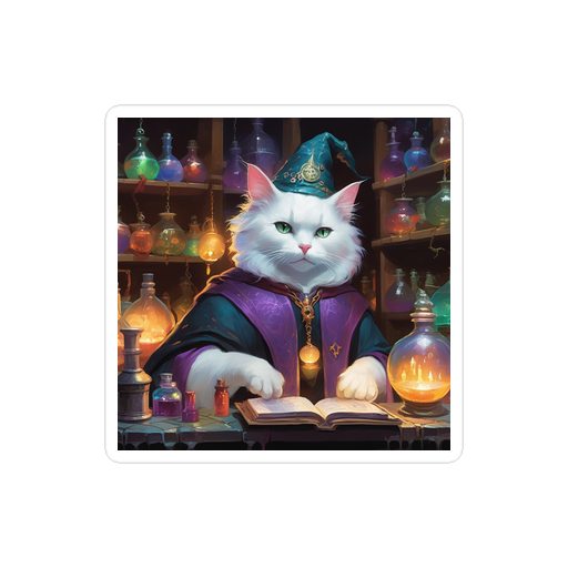 PugMug Custom White Companion Cat Sticker