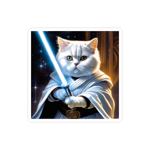 PugMug Custom White British Shorthair Cat Sticker