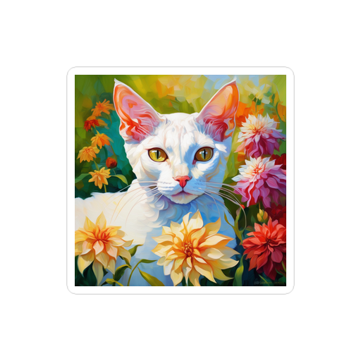 PugMug Custom White Devon Rex Cat Sticker