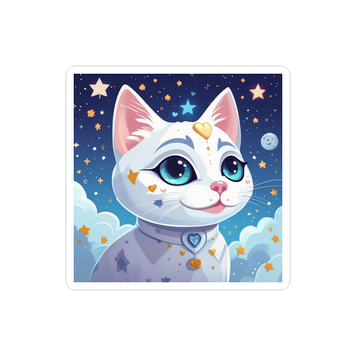 PugMug Custom White Companion Cat Sticker