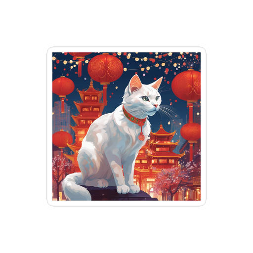 PugMug Custom White Companion Cat Sticker