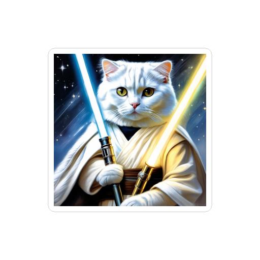 PugMug Custom White Scottish Fold Cat Sticker