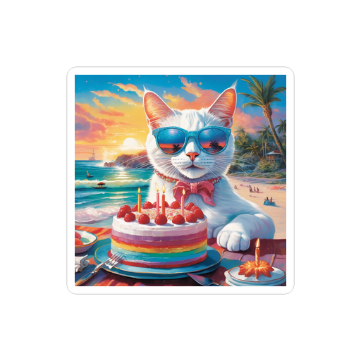 PugMug Custom White Companion Cat Sticker