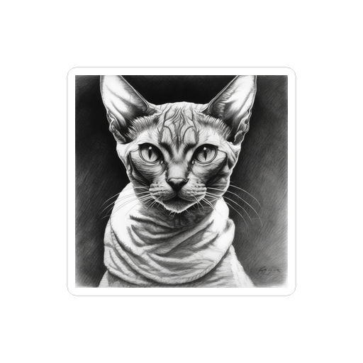 PugMug Custom Tabby Devon Rex Cat Sticker