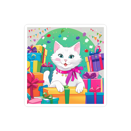 PugMug Custom White Companion Cat Sticker