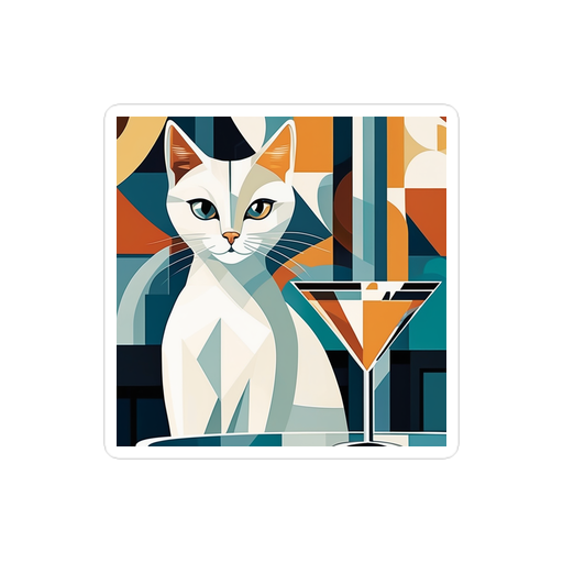 PugMug Custom White Companion Cat Sticker