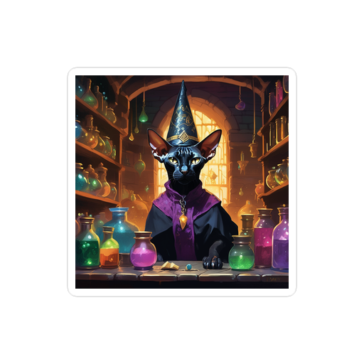 PugMug Custom Black Sphynx Cat Sticker