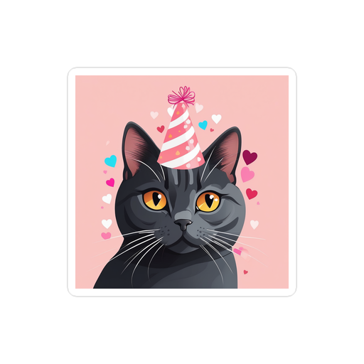 PugMug Custom Black British Shorthair Cat Sticker