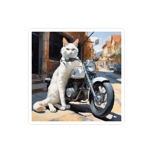 PugMug Custom White Companion Cat Sticker