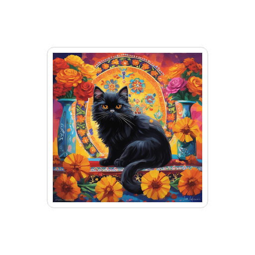 PugMug Custom Black Persian Cat Sticker