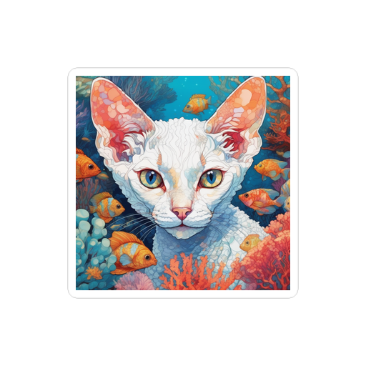PugMug Custom White Devon Rex Cat Sticker