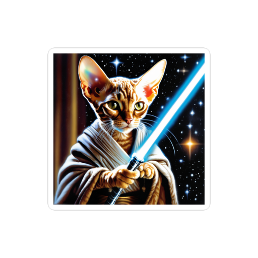 PugMug Custom Tabby Devon Rex Cat Sticker