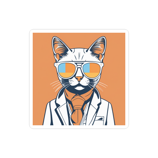 PugMug Custom White Companion Cat Sticker