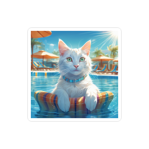 PugMug Custom White Companion Cat Sticker