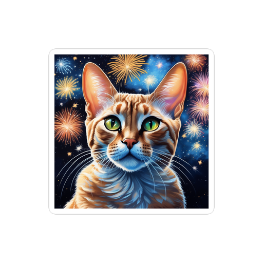 PugMug Custom Tabby Devon Rex Cat Sticker