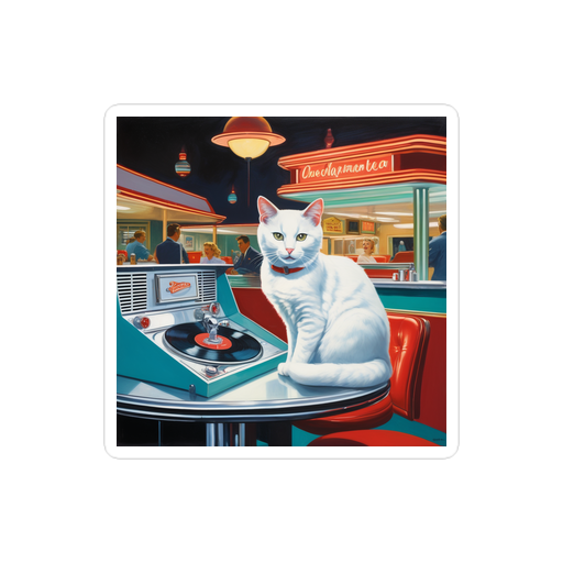 PugMug Custom White Companion Cat Sticker