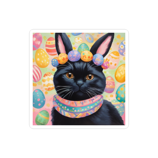 PugMug Custom Black Scottish Fold Cat Sticker