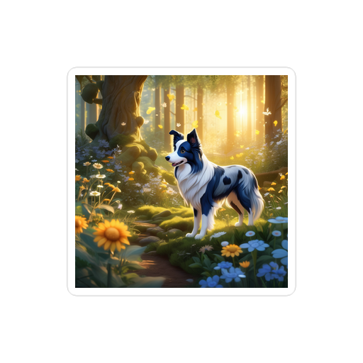 PugMug Custom Blue Merle Border Collie Sticker