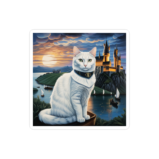 PugMug Custom White Companion Cat Sticker