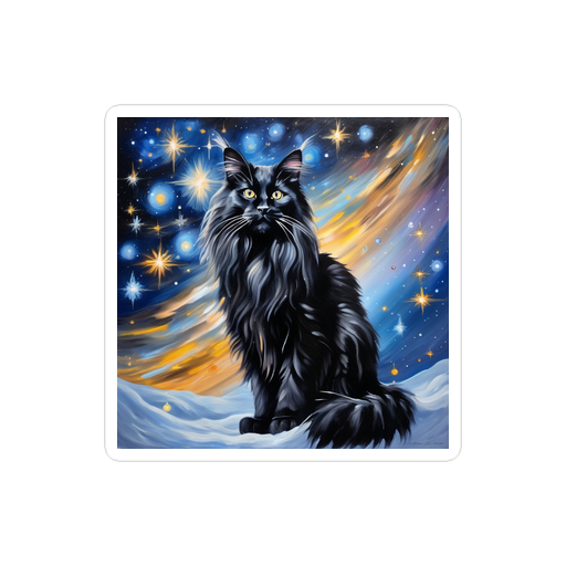 PugMug Custom Black Maine Coon Cat Sticker