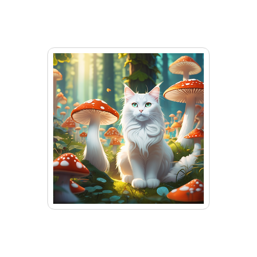 PugMug Custom White Maine Coon Cat Sticker