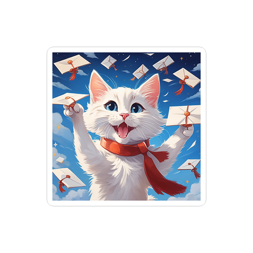 PugMug Custom White Companion Cat Sticker