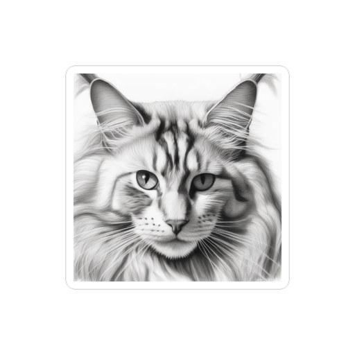 PugMug Custom White Maine Coon Cat Sticker
