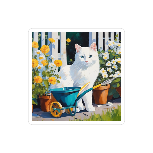 PugMug Custom White Companion Cat Sticker