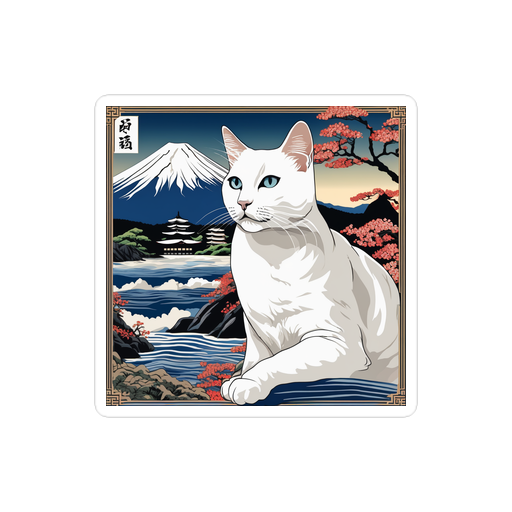 PugMug Custom White Companion Cat Sticker