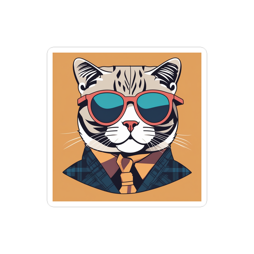 PugMug Custom Tabby Scottish Fold Cat Sticker