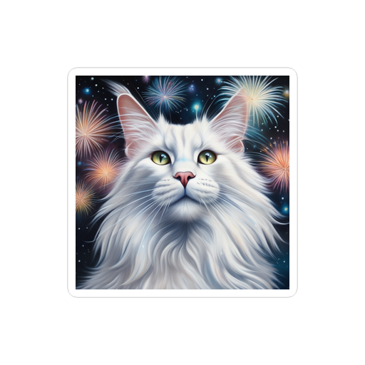 PugMug Custom White Maine Coon Cat Sticker
