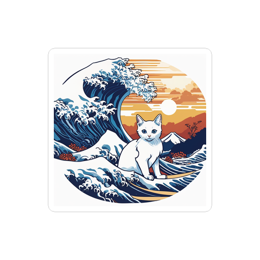 PugMug Custom White Companion Cat Sticker